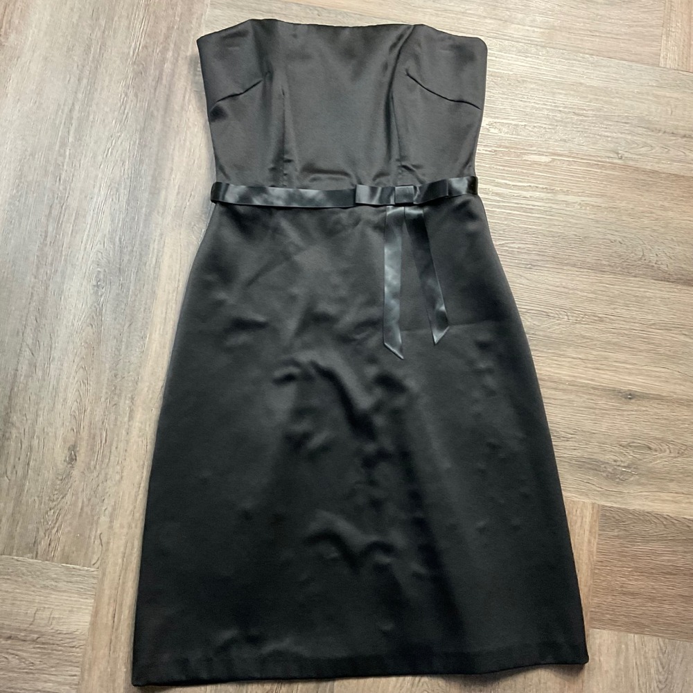 Y2K Vintage Laundry by Shelli Segal Strapless Satin Bow Dress Womens 4 Black